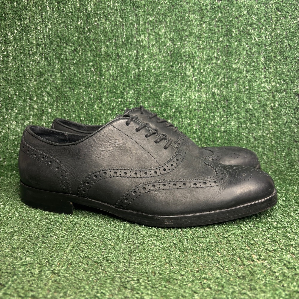 Polo Ralph Lauren Damon Wingtip Brogue Leather Preppy Oxford Black Mens Sz 10.5D